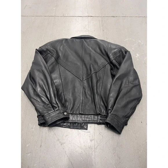 Vintage Mirage Geniune Leather Bomber Jacket Men's Black Made in Korea - Medium - Picture 7 of 13